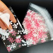 Resim 50 adet Kiraz Çiçeği Tasarımlı Kendinden Yapışkanlı Torbalar - Takı, Hediyeler ve Küçük Eşyaların Saklanması için Estetik Çiçekli Plastik Torbalar, Seyahat ve Ambalaj için Mükemmel 