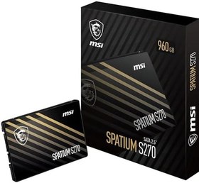 Resim MSI Spatium S270 SATA 2,5 inç sabit disk 960 GB, 3D Nand, Sata III, 500 MB/s'ye kadar okuma hızı, 450 MB/s'ye kadar yazma hızı 