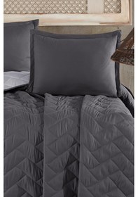 Resim Microfiber Çift Kişilik Yatak Örtüsü Seti Aragon Antrasit 