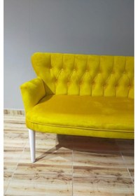 Resim Azra Mobilya Siyah Beyaz Çizgi Desenli Çay Seti Koltuk Takımı Oturma Grubu Sarı 