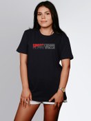 Resim ErTaPassage Kadın Siyah Sport Wear Yazılı Baskılı Standart T-shirt T1653387 