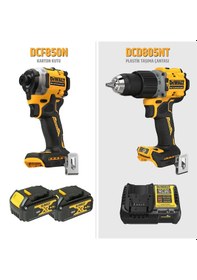 Resim Dewalt DCD805NT Darbeli Matkap + DCF850N Torklu Vidalama + 2 Akülü İkili Set 