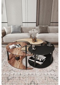 Resim Yin Yang Unıty Serenıty Orta Sehpa 3 Lü Safir Madran Siyah 90 Cm Siyah 