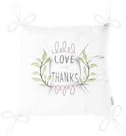 Resim RealHomes Love And Thanks Yaprak Desenli Dijital Baskılı Pofidik Kare Sandalye Minderi 