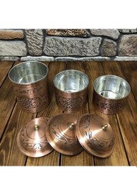 Resim İşlemeli Bakır Baharat Seti Bakır 