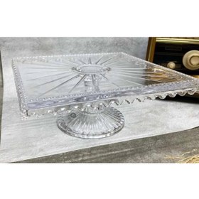 Resim COCEM Cam Kare Kek Standı | Şık Ayaklı Servis Tabağı | Pasta Kurabiye Sunumluk | Zarif Tasarım 