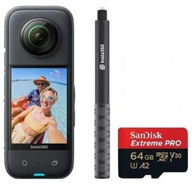 Resim Insta360 X3 360 Derece Kamera + Stick + Hafıza Kartı Kit 