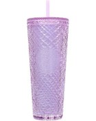 Resim Soulader Çift Katmanlı Yalıtımlı Soğuk Su Bardağı, 710 Ml Plastik Kupalar, Saman Desenli Seyahat Kahve Termosu Mor 