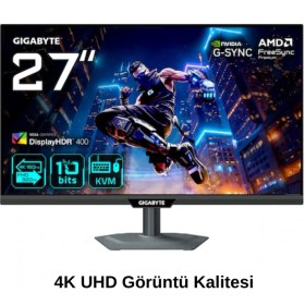 Resim Gigabyte Gıgabyte M27UP 27 4K 160hz Fhd 320hz 1ms Hdmı Dp Type-C G-Sync IPS Monitör 