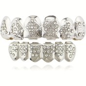 Resim 1 Adet veya 2 Parça Erkek Hip-Hop Poker Diş Grillz - Kalp & Aksan Detaylı Sağlam Dental Griil (Şeffaf Veya Süslü Tasarım) – Kaplama/Protez ile Uyumlu, Parti Kıyıfeti İçin Laksiz Beyazlatma Takısı, Çekici Metalik Desenli, 5 Yıl Garantili 