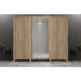 Resim Beyzade Sürgülü Portmanto Vestiyer Meşe208 Cm 