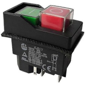 Resim Bahçe Aletleri İçin Kjd17 Elektromanyetik Anahtarlar 220v 5 Pimli Basmalı Düğme Anahtarları Siyah 