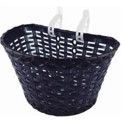 Resim 16-20 Jant Uyumlu Hasır Desenli Plastik Çocuk Bisikleti Ön Sepet Siyah 
