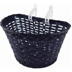Resim 16-20 Jant Uyumlu Hasır Desenli Plastik Çocuk Bisikleti Ön Sepet Siyah 