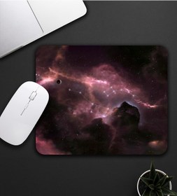 Resim Pembe Ve Siyah Renk Galaksi Temalı Mouse Pad 23x19cm Fare Altlığı Kaydırmaz Taban De595 