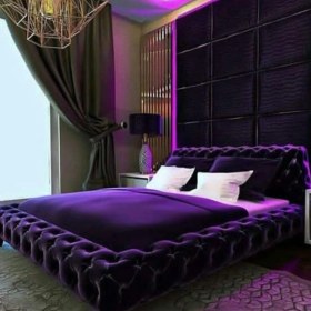 Resim Niva Baza Çift Kişilik Baza Başlık Sandıksız Chester Set Mor Yatak Hariç 
