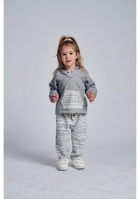 Resim Miababy Etnik Desen Kanguru Cepli 2 Li Takım Gri 