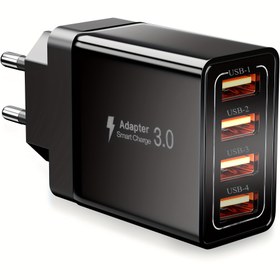 Resim 4 Portlu USB Şarj Cihazı, 10W Çoklu USB Soket 4 Portlu Hızlı Şarj Bloğu Ana Şarj Cihazı USB Adaptörü, iPhone 16 15 14 13 12 8 XR GalaxyS24 Ultra S23 S22 S21 iPad Pixe için 4 Portlu Şarj Bloğu 
