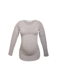 Resim Luvmabelly 2301-2309 Pamuklu Uzun Kollu Hamile T-shirt Gri 
