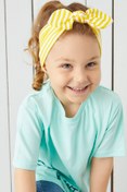 Resim Babygiz Kız Bebek Sarı Beyaz Çizgili Bandana 