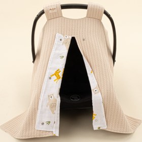 Resim Puset Örtüsü - Çift Taraflı - Sütlü Kahve Örgü - Aslan 