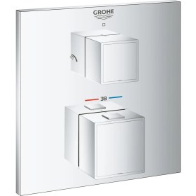 Resim Grohe Grohtherm Cube Termostatik Banyo Duş Bataryası 2 çıkışlı divertörlü- 24154000 