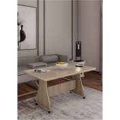 Resim Eliusta Tekerlekli Mdf Masa %100 Mdf Salon Orta Sehpa Yemek Masası Ofis Sehpa 