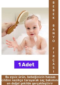 Resim Bebek Hassas Cilt İçin Banyo Saç Bakım Tarak Fırça Organik Keçi Kılı Ahşap Saplı Bebek Banyo Tarağı 