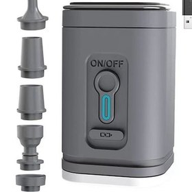 Resim Yaleker Usb Çift Fonksiyonlu Havalama/boşaltma Dış Mekanlı Akıllı Hava Pompası - 5 Uçlu, Led Işığı, 200l/dk, Dahili Li-po Pil, Gri Havuz, Yatak, Balon Uygulamaları 
