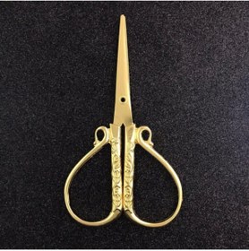 Resim YENİ HEDİYELİK DÜNYAM Söz Makası - Nişan Makası - Kurdele Kesme Makası - Kalp Şekilli Makas - Işlemeli Makas (gold - Sarı) 