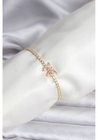 Resim Kelebek Model Zirkon Taşlı Gold Renk Pirinç Su Yolu Kadın Bileklik Diğer 