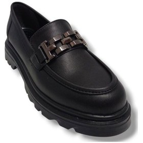 Resim Fancy 801-25 Deri Loafer Tokalı Kadın Ayakkabı Siyah 