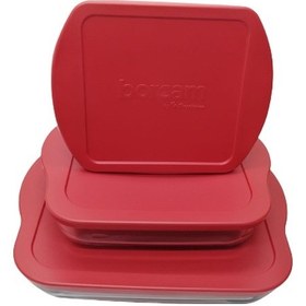 Resim Kırmızı Kapaklı Borcam Kare Set 3 Parça 