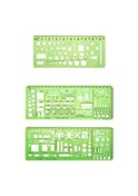 Resim Leezsing 6 Parça Yeşil Çizim Şablonu Seti - Mimari Ve Masaüstü Tasarımı İçin Geometrik Kalıplar 