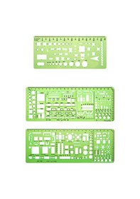 Resim Leezsing 6 Parça Yeşil Çizim Şablonu Seti - Mimari Ve Masaüstü Tasarımı İçin Geometrik Kalıplar 
