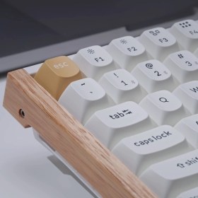 Resim Keychron K2 He Rgb Manyetik Switch 2.4 Ghz Kablosuz Ingilizce Ahşap Kenarlı Beyaz Klavye 