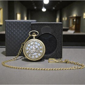 Resim Kuzey Tacı Özel Kutulu Mekanik Çarklı Vintage Köstekli Saat Özel Tasarım Vip 