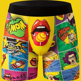 Resim Solunumlu Kumaş, Erkekler için Yüksek Esneklikli Boxer Külotlar Canlı Çizgi Roman Baskılı – Nefes Alabilen, Ultra İnce Atletik & Fitness İç Çamaşırı, Polyester ve Spandex Karışımı, Elde Yıkanabilir 