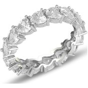 Resim Gümüş Rodyumlu Pırlanta Montürlü Kalp Kesim Zirkon Taşlı Tamtur Y 