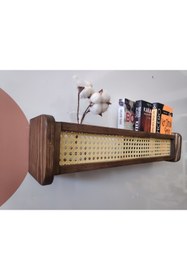 Resim glb decor wood hand made Ceviz Hazeranlı Ahşap Montessori Kitaplık Bebek Ve Çocuk Odası Hasır Raf 