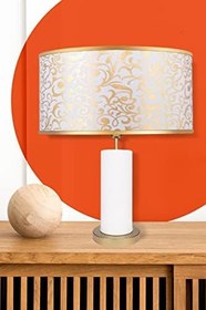 Resim MİNİMAL E-TİCARET & BİLGİ TEKNOLOJİLERİ Maxi Beyaz - Gold Abajur (Spiral Beyaz) 