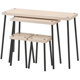 Resim IKEA Mutfak Masası Takımı Huş Siyah 2 Tabureli 