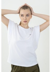 Resim Maraton Sportswear Regular Kadın Bisiklet Yaka Kısa Kol Basic Beyaz T-Shirt 21992-Beyaz 