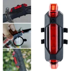 Resim Xnews USB Şarj Edilebilir Parlak Bisiklet LED Lamba Su Geçirmez Güvenlik Uyarı Arka Lamba Işığı- 