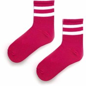 Resim Socks Stations Ünisex Pembe Renkli , Beyaz Çizgili Uzun Kolej Spor Çorap 