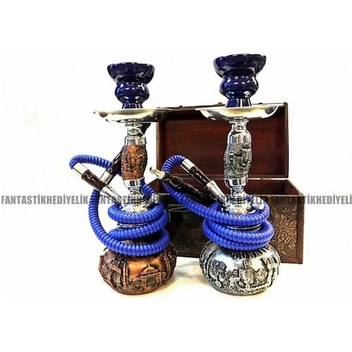 Orta Boy Kutulu İthal Nargile Seti Full İçimlik Set 55Cm (2