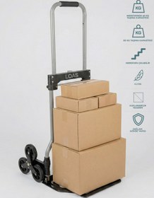 Resim LOAS Merdiven Çıkabilen Katlanır El Arabası - 80 KG Kapasiteli Profesyonel Paket Taşıma Arabası LSKTA80M 