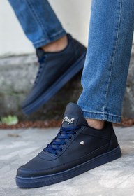Resim BOUIS Erkek Lacivert Düz Rahat Taban Yumuşak İç Astarlı Deri Sneaker Şık Konforlu Spor Ayakkabı 