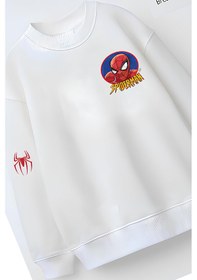 Resim Belyakidswear Tam Kalıp Oversize Erkek Çocuk Pamuğa Pamuk 3 İplik Kumaş Man2 Karakter Tasarım Sweatshirt Beyaz 