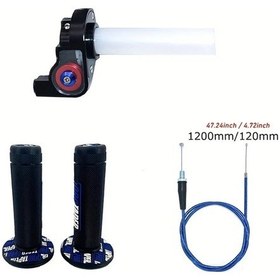 Resim Dream011 Motosiklet Tutacakları 1/4 Hızlı Dönüş Gaz Kelebeği 1200mm Kablo Dirt Pit Bike Mavi 